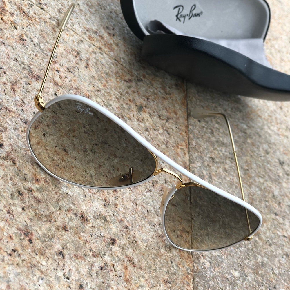 Ray Ban sunglasses. White and Gold. Never used